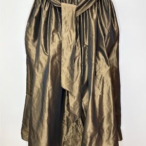 Flare Maxi Skirt Bronze Size L Tie Sash Holiday Whimsigoth Steampunk Elastic